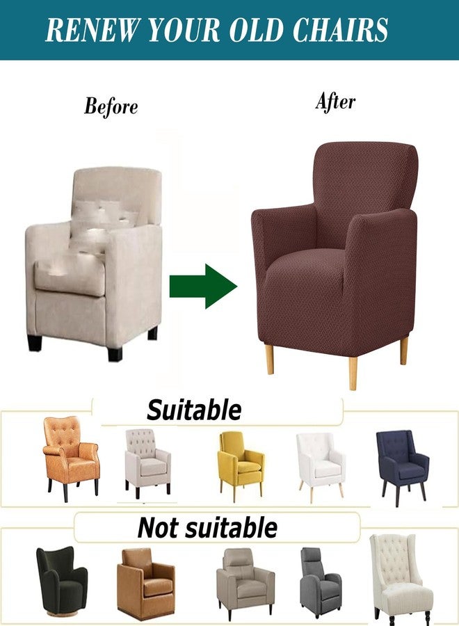 HFCNMY Banquet Armchair Slipcover,Stretch Knitted Jacquard Armchair Cover Washable Chair Covers Soft Chair Slipcovers with Arms Armchair Slipcovers for Living Room Furniture Protector Coffee - Image 3